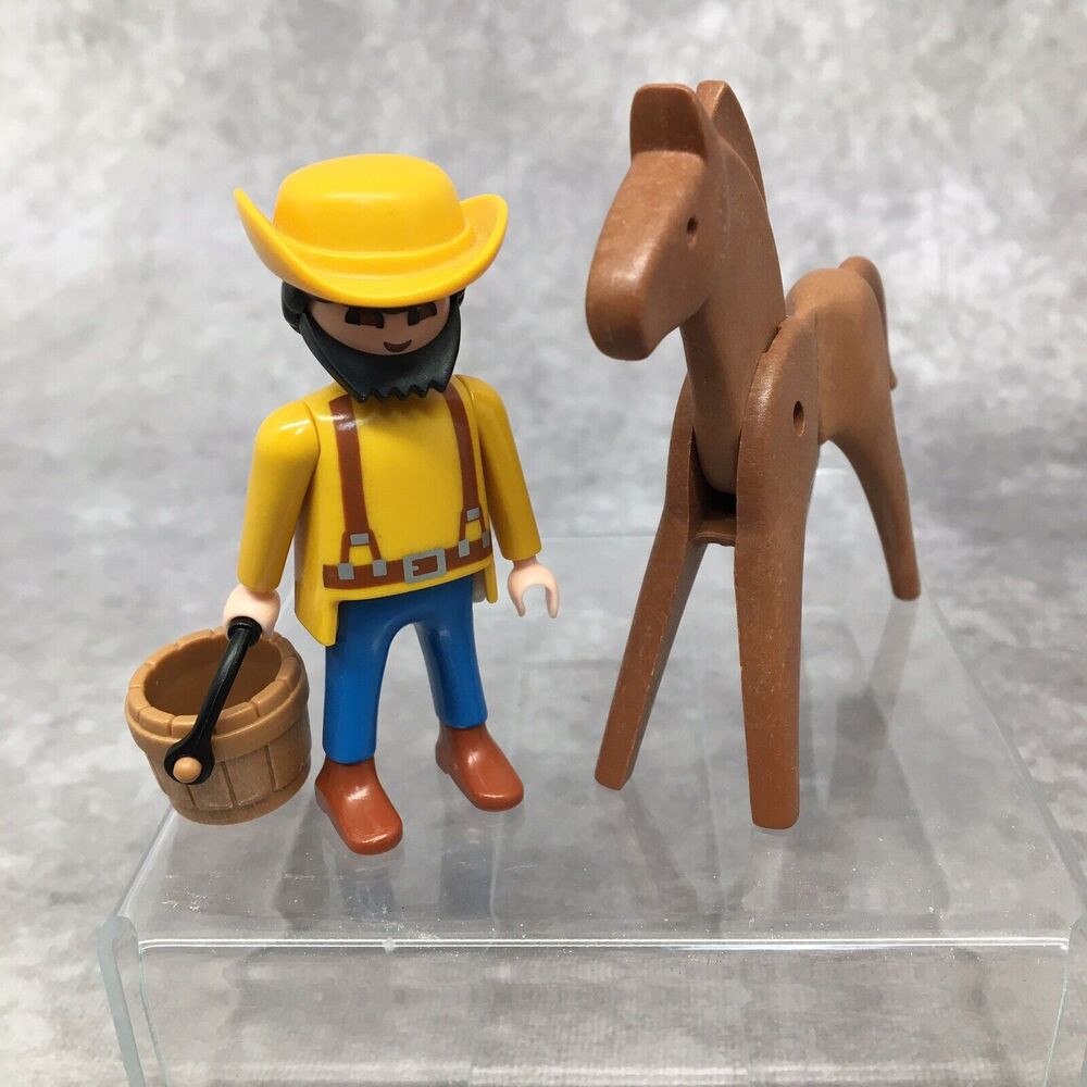 Playmobil Farmer & Horse w/Water Bucket